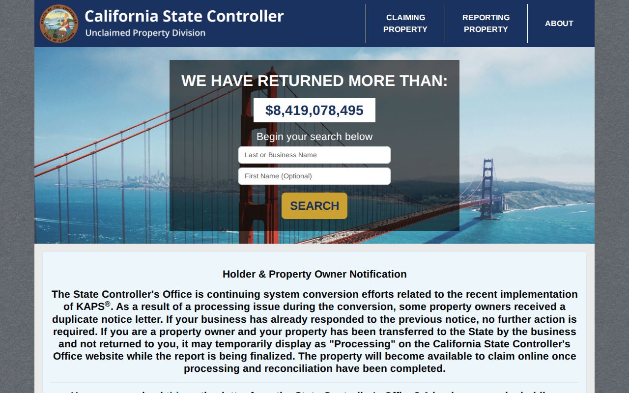 Newark resident directory California unclaimed-property search