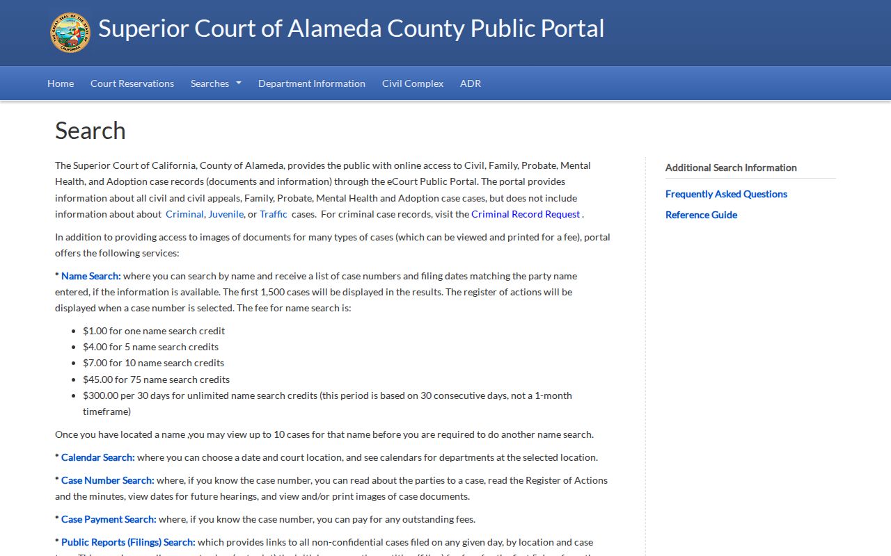 Newark resident lookup Alameda eCourt civil search